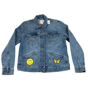 Wrangler Icons Denim Jacket Womens Medium Blue Button Up Y2K Casual 124WJ